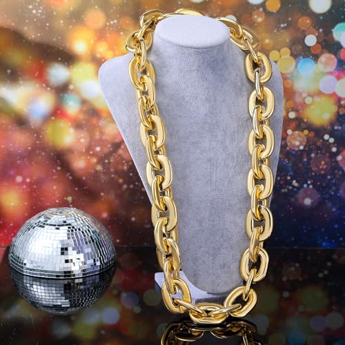 Remuuly Halloween Plastic Chain Necklace Chunky Big Fake Necklace Hip Hop Rapper Turnover Chain Costume Accessory4