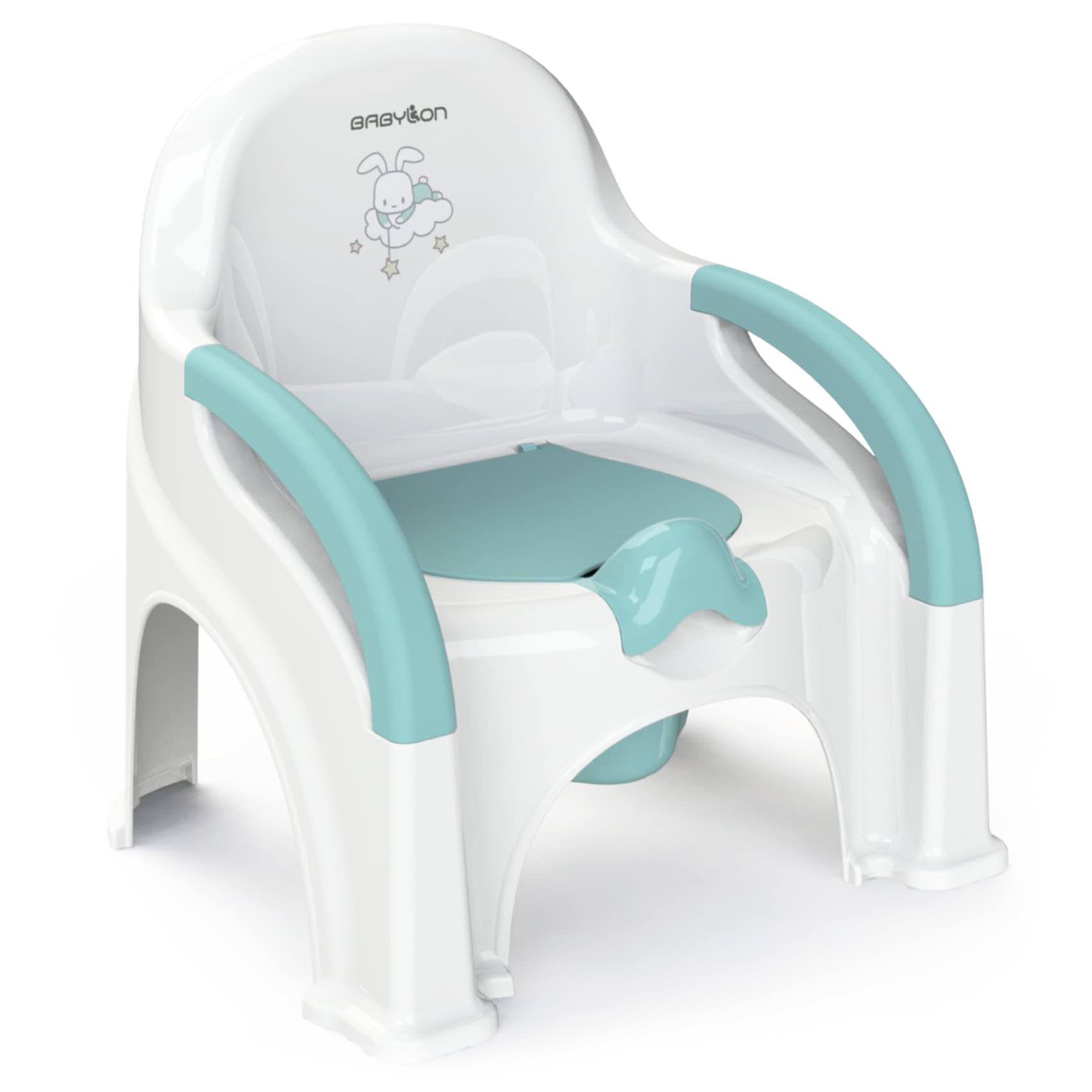 BABYLON Töpfchen Mit Deckel Premier - Toilette Mit Herausnehmbarer Schüssel - Groß Kinder Klo - Nachttop - WC Sitz Topf für Jungen/Mädchen Ab 1 Jahr - Weiß