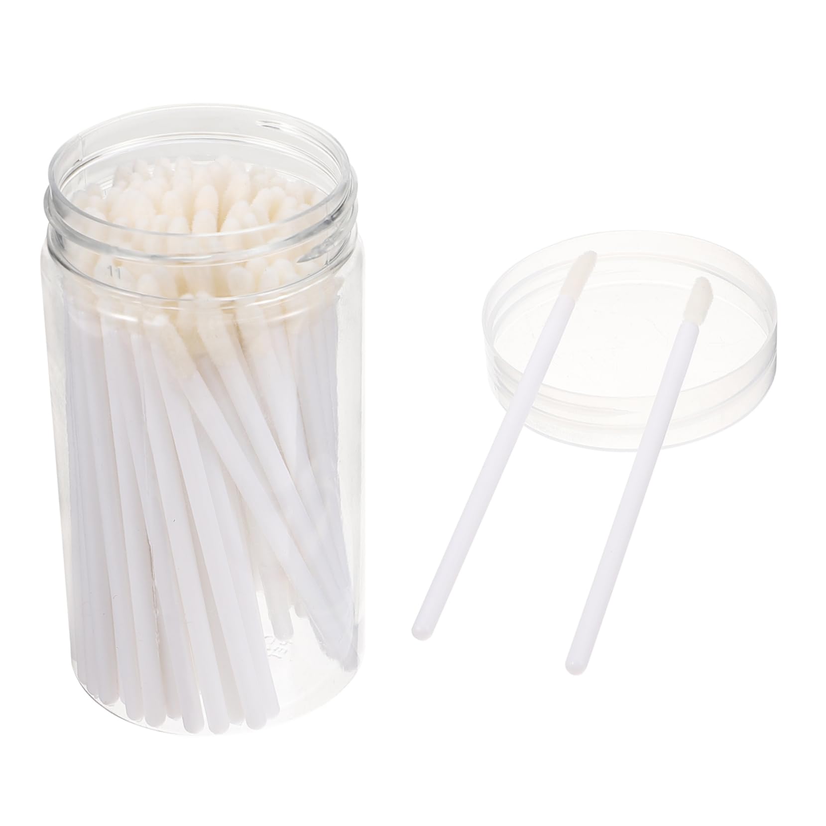 Mikinona 100pcs Plastic Lip Brush Makeup Tool Double Ended Lipstick Applicator Exfoliating Lip Brush