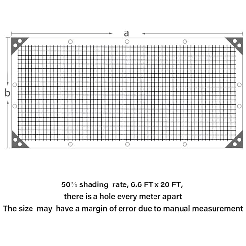 Image of winemana Black Shade Cloth 50%, 6.6x20 FT Mesh Tarp - Garden Shade for Greenhouse, Patio, Vegetables, Plants Cover and Chicken Coops, Sun Shade Net for Outdoor Protection with Reinforced Grommets