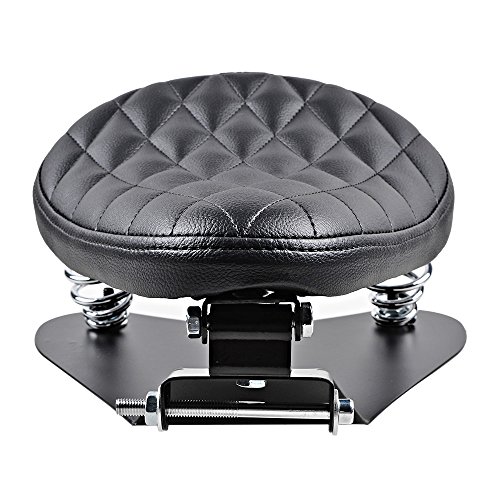 Motorcycle 3" Synthetic Leather Diamond Solo Seat W/Springs + Sliding T-Bar + Swivel Bracket Mounting Kit #TOP5