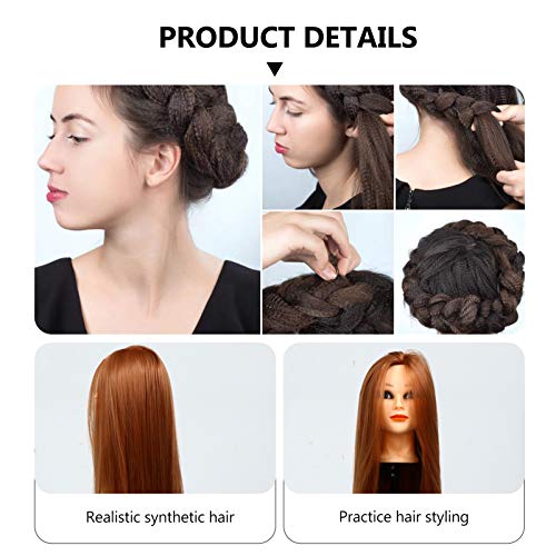 Lurrose Cabelo Castanho Cosmetologia Cabeleireiro Manequim Cabeça Com Cabelo Sintético E Suporte Aju