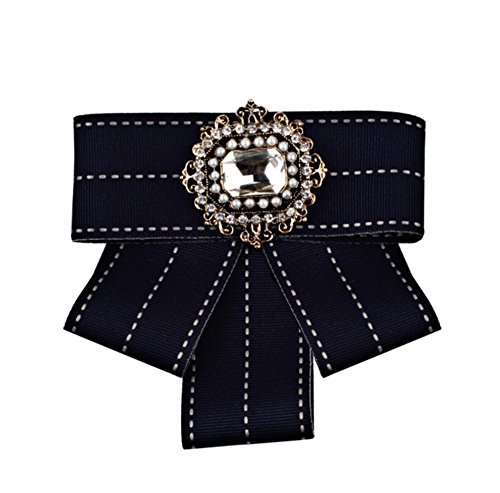 Preisvergleich Produktbild Qinlee Schleife Brosche Anstecknadeln Kreative Retro Kristall Stil Brosche Kragennadeln Mode Geschenk Kleidung Dekoration Damen Mädchen für Hochzeiten, Bankette, Party Schmuck Zubehör (Dunkelblau)