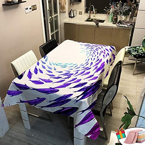 Morbuy Waterproof Rectangle Table Cloth with Fish Print Cover