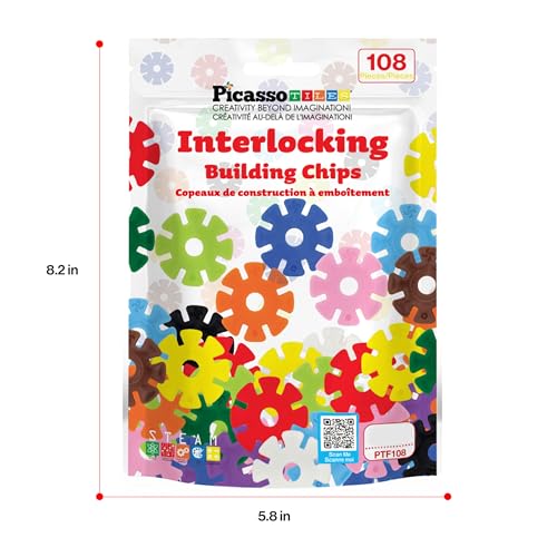 PicassoTiles Building Chips Interlocking Disc Construction Blocks in 12 Colors STEM Learning Early Education Toy Engineering Playset Child Brain Development for Toddlers Girls Boys Kids Age 3+ PTF108 - Image 9