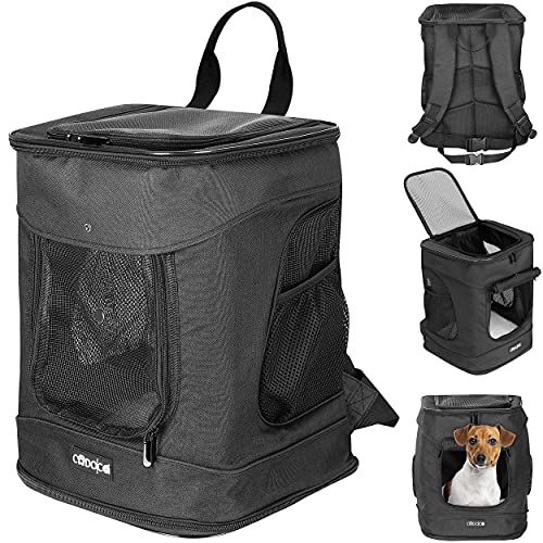 Cadoca Hunderucksack bis 12kg hoher Kurzleine verstellbare Gurte Haustiertragetasche Katze Rucksack schwarz Cover