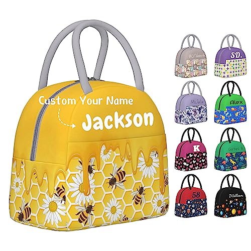 Custom Name Lunch Bag For Boys Girls Men Women Personalized Portable Insulated Lunch Bag Box Customized Reusable Cooler Lunch Tote Bag For School...