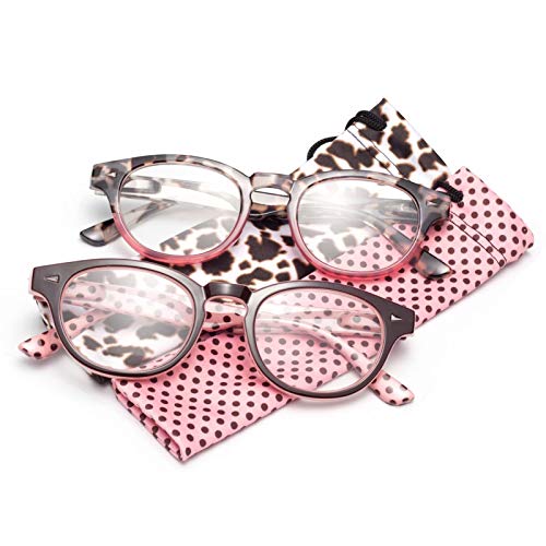 LianSan Classic Anti-Fog Anti-Blue Reading Glasses with Spring Hinge Blue Light Blocking Computer Readers for Men and Women 3712-C8C10 Red Dot&Red Tortoise 1.50