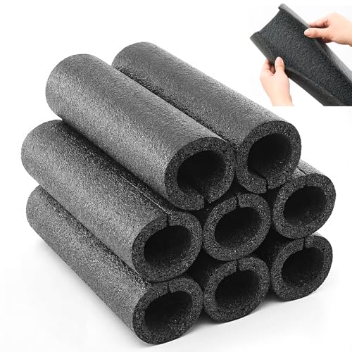 Amylove 8 Pcs 1 Feet Foam Pipe Insulation Foam Tube Insulating Water Pipe Pool Swim Noodles Heat Preservation Pipes Covers for Tubing Outdoor Freeze Protection (Black 2 Inch)