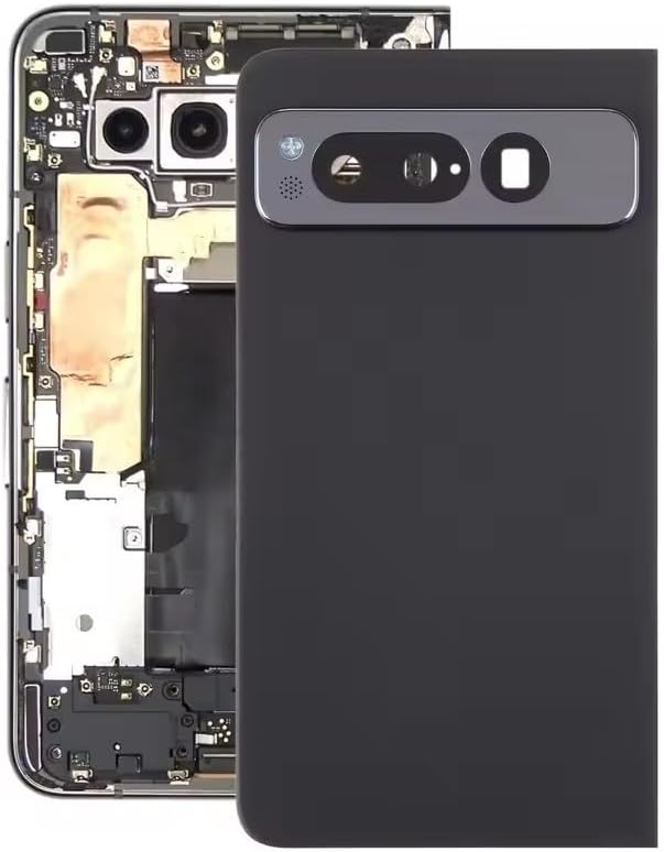 for Google Pixel Fold Back Glass Battery Door Cover Replacement, Rear Housing Case, for Google Pixel Fold Phone Rear Glass Panel Back Cover Repair Parts (Black)