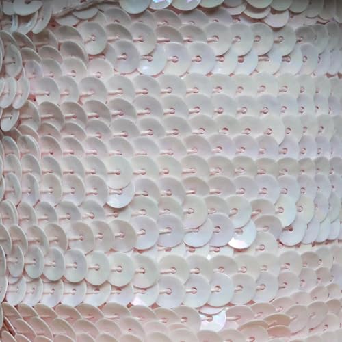 Pale Pink Rainbow Iris 5mm Cup Sequin Trim Flat Stitched Strung by The Yard 15'