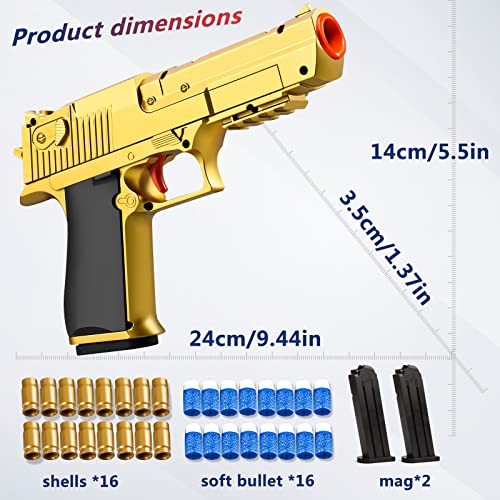 Toys Foam Blasters & Guns With Soft Bullet Shell Ejecting，Splat Gun Dart Pistol,Outdoor Activities-Fighting Shooting,Cool Stuff For Boy Kids Age 6 8-10 Years Old (Gold) #TOP1