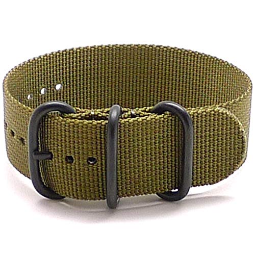 Da Luca Ballistic Nylon Military 1 Piece Watch Strap - Olive (PVD Buckle) : 22mm