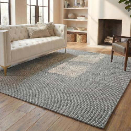 SAFAVIEH Natura Wool Area Rug 8'x10', Modern Dark Grey NAT801H