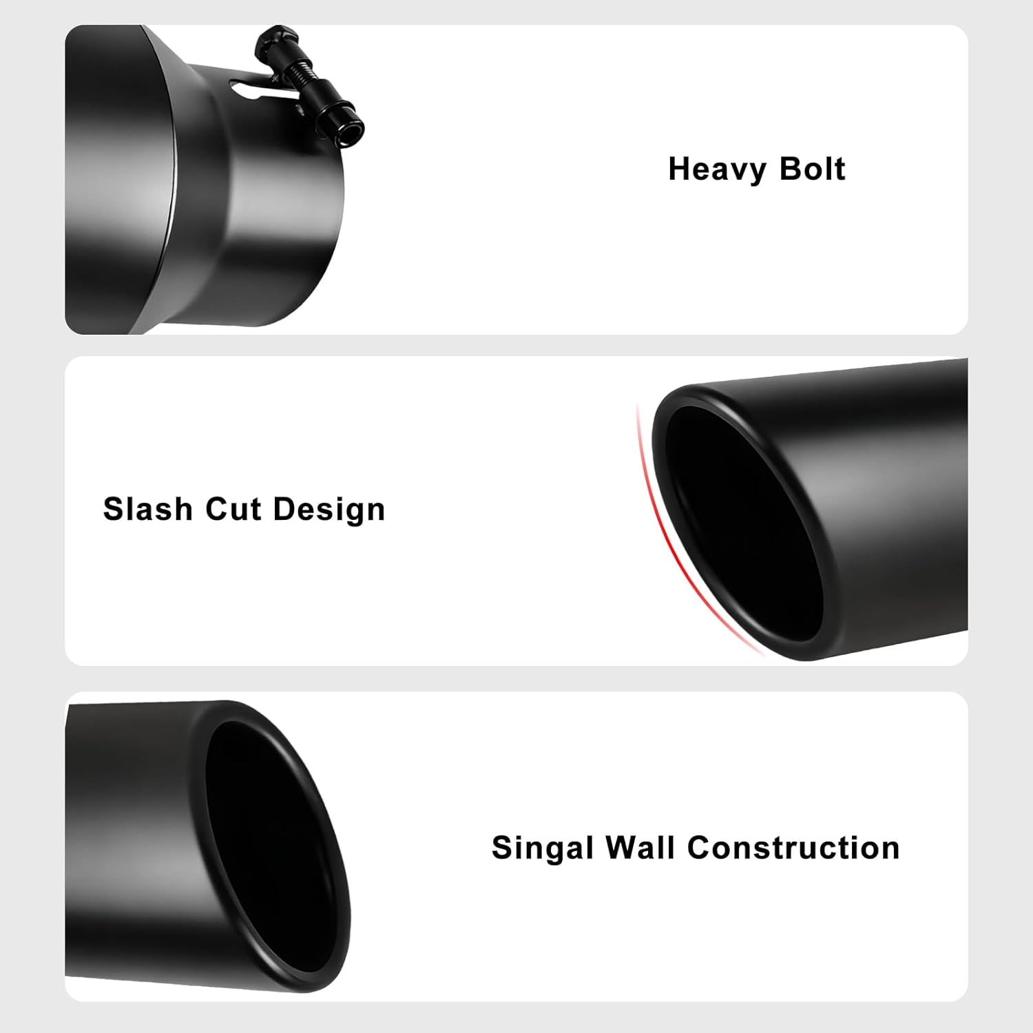 MuHize Exhaust Tips 4" Inlet, 7" Outlet 15" Length Performance Exhaust Tip, Bolt on, Black Powder Coated Tailpipe, Diesel Exhaust Pipe for Pickup Truck, Car, Truck