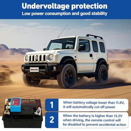 RNPKZ Drahtloser Ferngesteuerter Auto Trennschalter, 240A Batterietrennschalter 12V mit Fernbedienung, Batterie Kill Switch Anti-Diebstah, Automatische Abschaltung Schalter für Auto RV, LKW, ATV, Boot