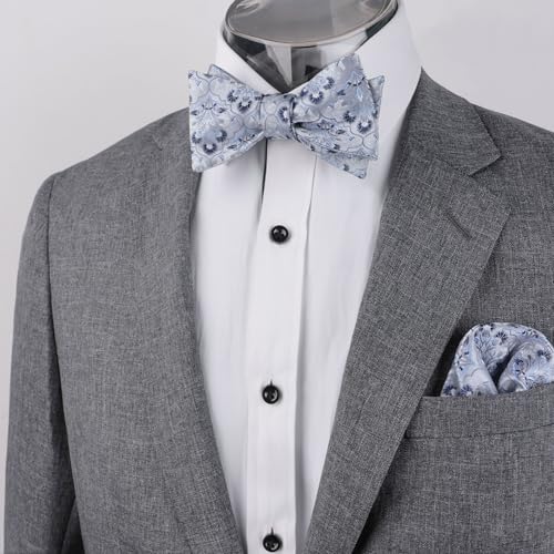 Image of Alizeal Mens 2pcs Floral Pattern Bow Tie Set | Self-tied Pocket Square Colorful Perfect for Weddings Proms Business