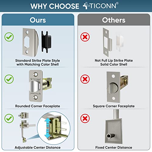 Image of TICONN Front Door Handle Set, Heavy Duty Square Door Lever & Single Cylinder Deadbolt Combo Reversible for Entrance Exterior Doors (Satin Nickel)