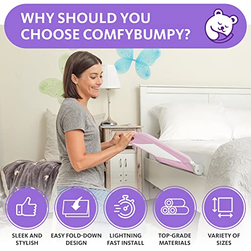 Comfybumpy Toddler Bed Rail Guard For Kids Twin, Double, Full Size Queen & King Mattress - Bedrail For Toddlers - Fit For Slats & Boxspring - Children & Baby Bed Rails (Pink Reg) #TOP3