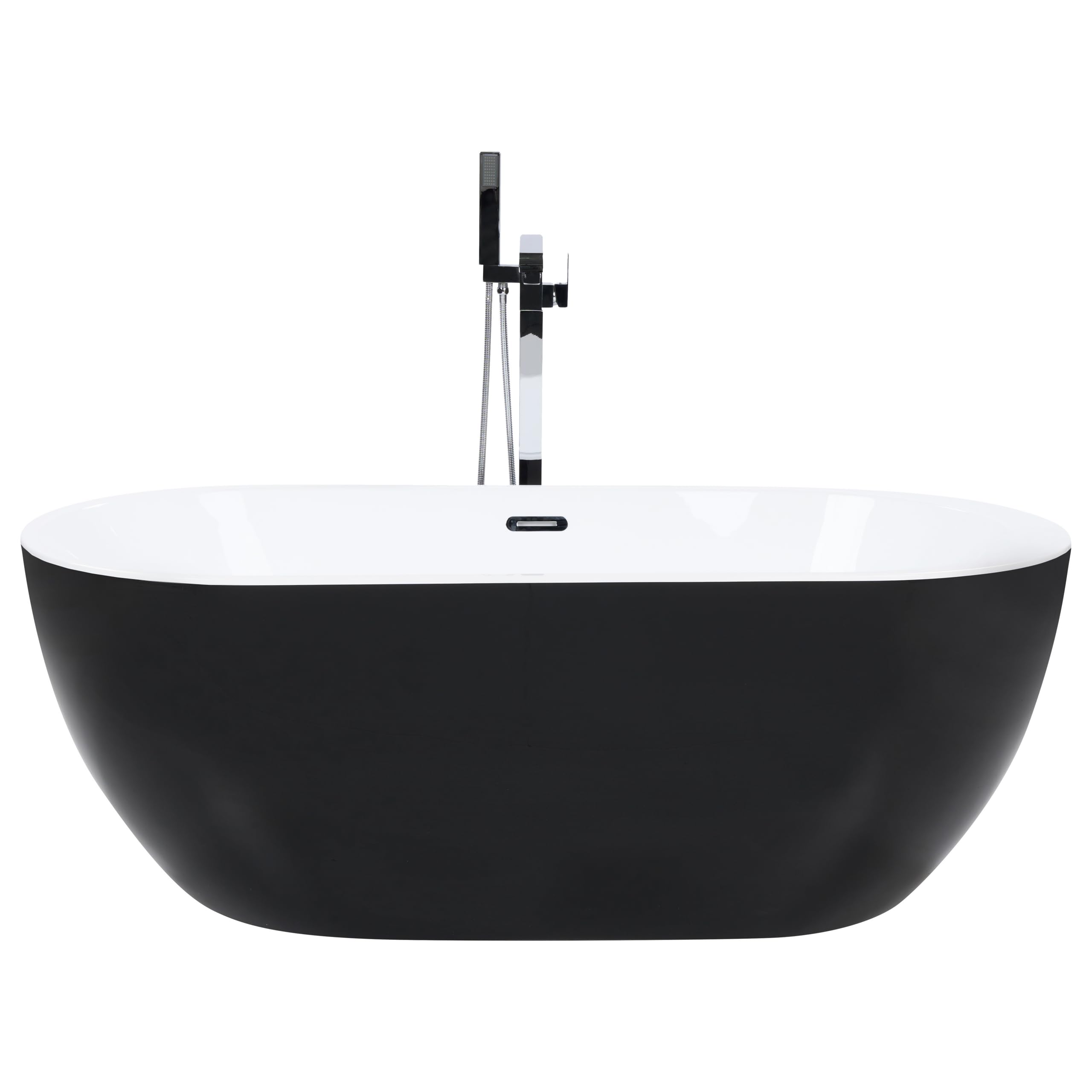 Bañera independiente de acrílico negro plateado 170 cm moderno Nevis