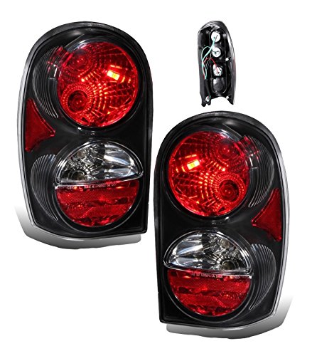 SPPC Black Euro Tail Lights Assembly Set for Jeep Liberty - (Pair) Includes Driver Left and Passenger Right Side Replacement