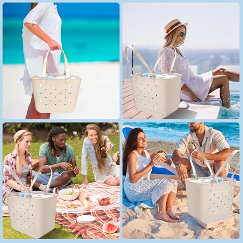 Image of XYFuuee Beach Bag Organizer Inserts for Large Simple Modern Bag Accessories, with 8 Removable Metal Fasteners, Lightweight Mesh Insert Divider Pouch, Organizing Rubber Tote, Save Space, Gray