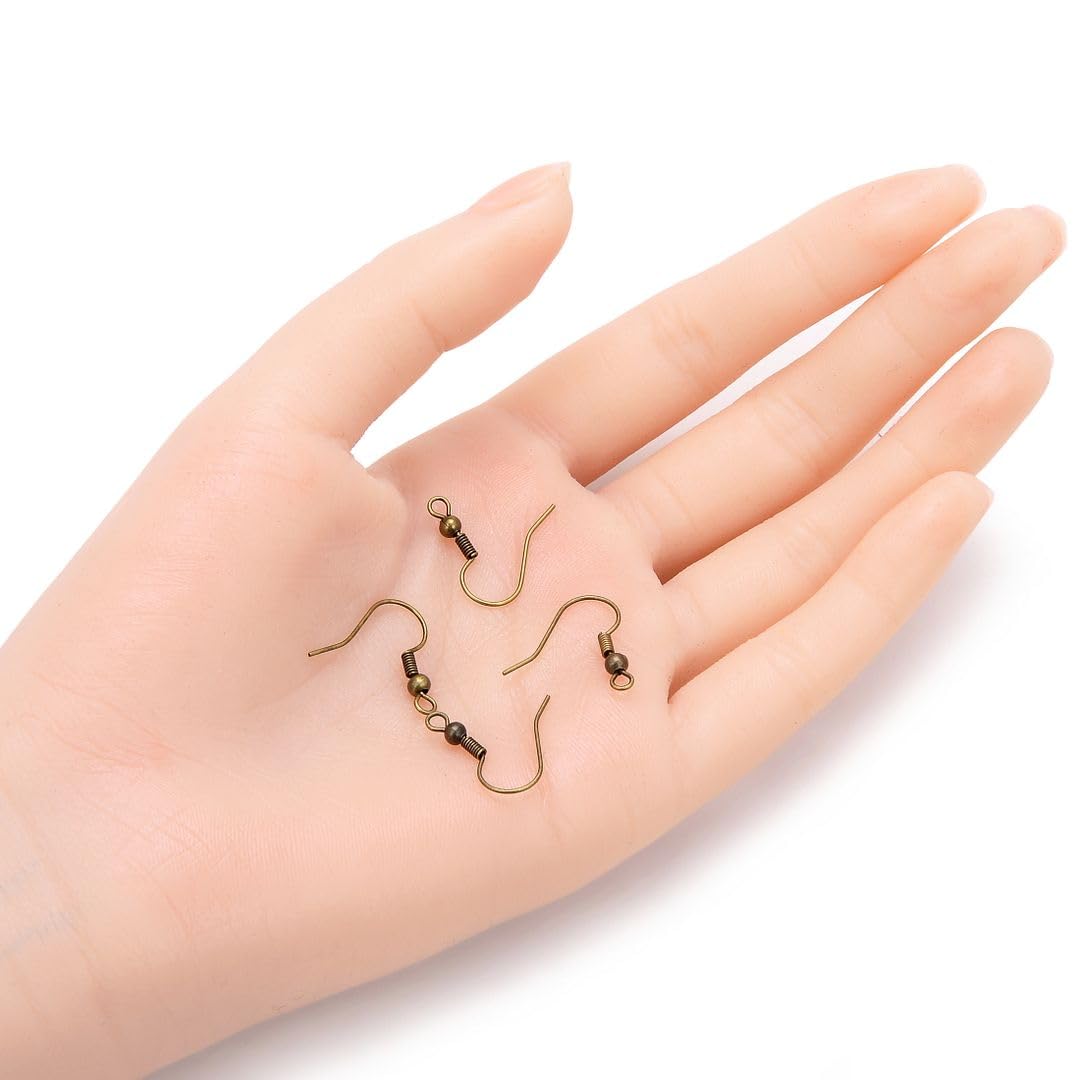 100 Stück hypoallergene Ohrringe Fischhaken Verbinder 18 mm Ohrdraht Ohrhaken Ohrhaken antike Bronze überzogenes Messing Ohrringe Herstellung Findings CF20-4