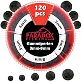 Paradox Fishing Ensemble de perles en caoutchouc 3mm-8mm | 120 pièces | Perles en caoutcho...