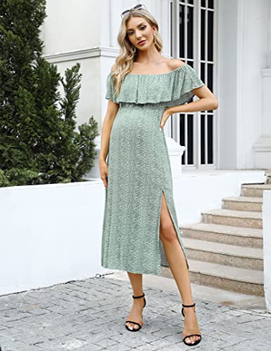 Image of Maternity Dress Women's Off Shoulder Split A Line Casual Maxi Dress Photography Dress for Babyshower