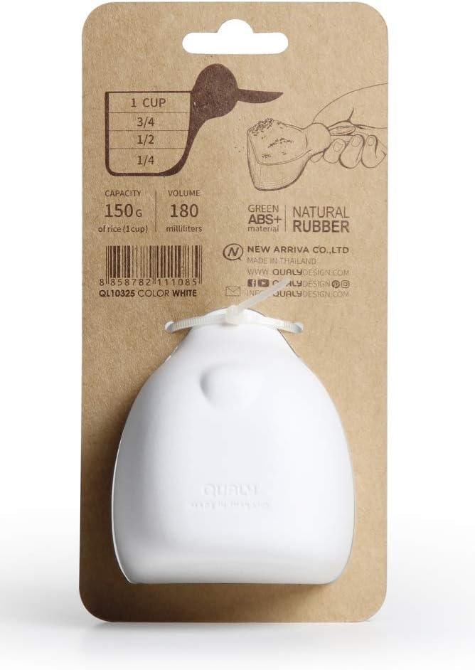 Quory 521714400 Rice Lightweight Cup, Measuring Cup, 6.1 fl oz (180 ml), With Graduations, Scandinavian, Rice Scoop, Rabbit, White, 2.8 x 2.6 x 5.3 inches (7 x 6.5 x 13.5 cm)
