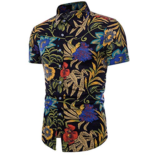 Preisvergleich Produktbild RelaxLife Herren Kurzarm Herrenhemd Sommerart Palmenmuster Strand Hawaiihemd Herren Lässig Kurzarm Hawaiihemd Herrenhemd M-5Xl