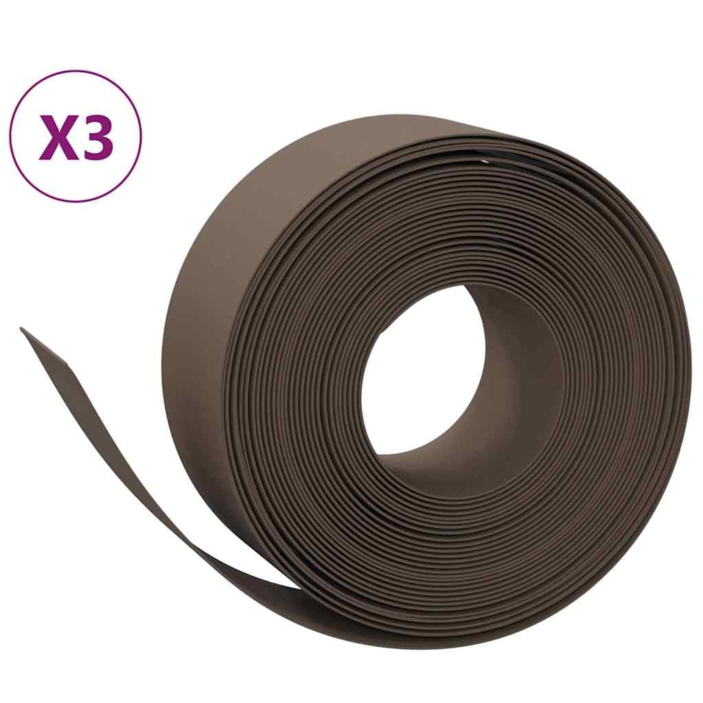 Lot de 3 bordures de pelouse marron PE 10 m x 20 cm