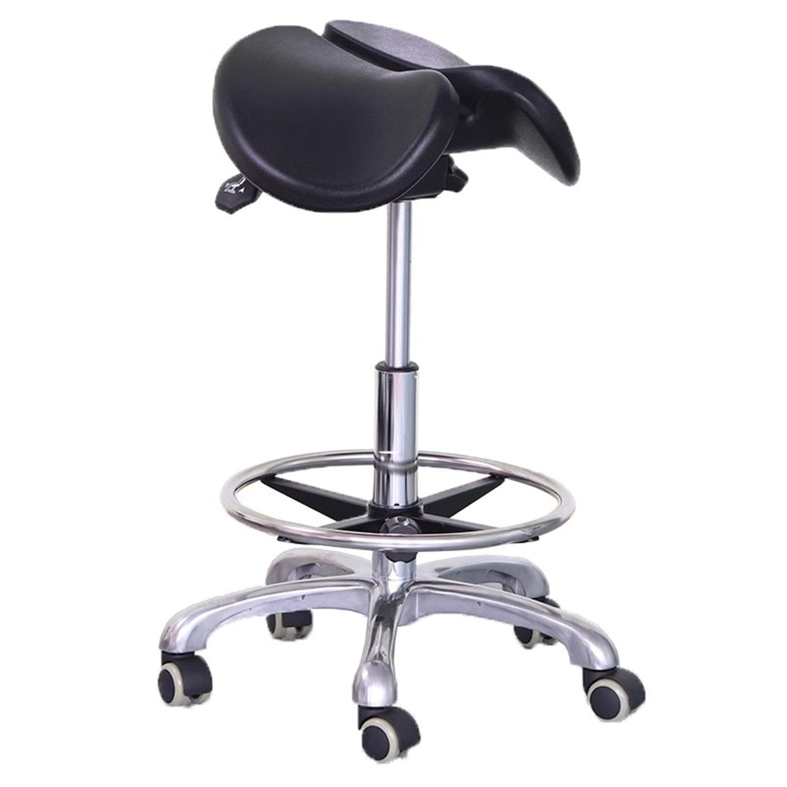 Tabouret roulant ergonomique à siège divisé pour soulager le dos au spa