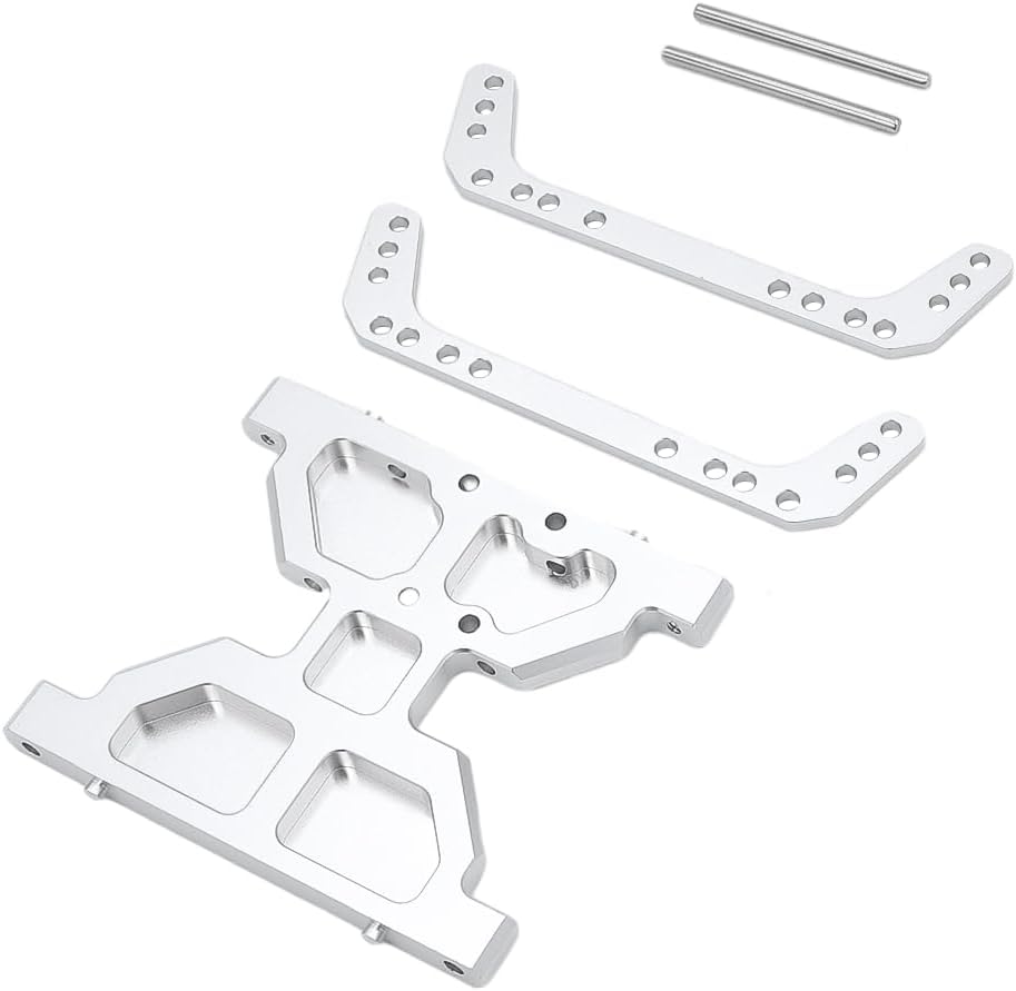 Aluminum Alloy Chassis Skid Plate Transmission Plate for 1/10 RC Crawler Axial Capra 1.9 Unlimited Trail Buggy UTB Currie F9 Upgrade Parts (Silver)