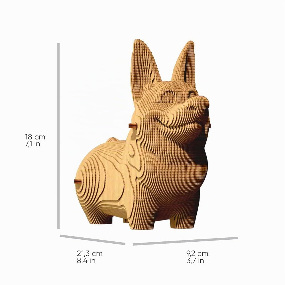 Chien Corgi Puzzle 3D en Carton – Maquette à Monter | 70 Pièces, 21 × 18 × 9 cm – Kit Sculpture DIY à Peindre, Matériaux Recyclés, Ados & Adultes, Idée Cadeau Déco