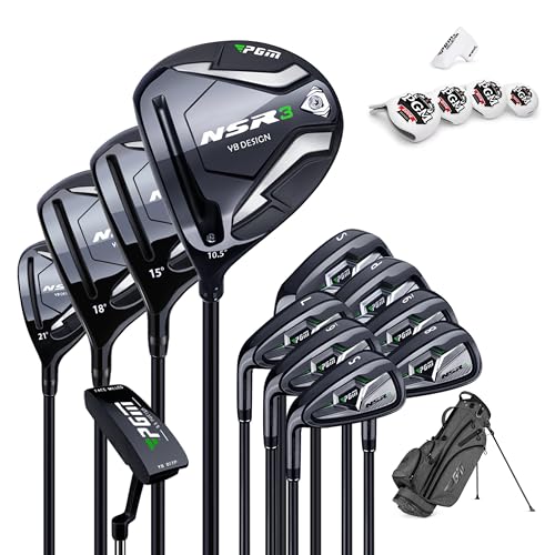 PGM Men's Complete Golf Club Sets - 12 Pieces - 3 Wood (#1,3,5), 1 Hybrid (#4H...