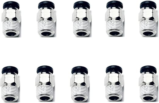 Pneumatic Push to Connect Fitting 5/32 Inch Tube OD x 1/8 NPT Thread Male Straight Quick Connector Air Fittings PC-5/32-N1 (Pack of 10)