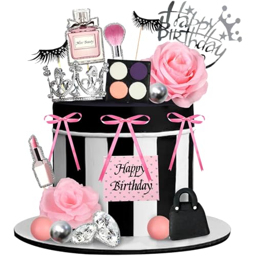 22 piezas de decoraciones para tartas con temática cosmética,...