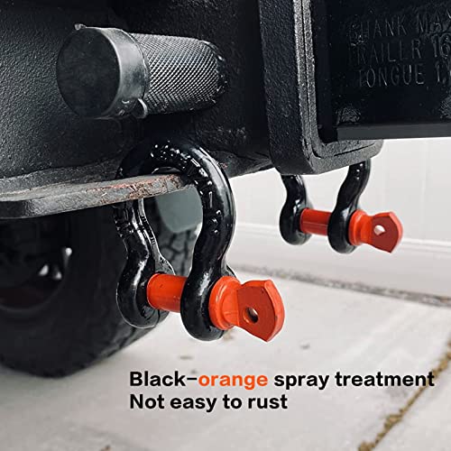 iztor 2 Pcs 1/2 Inch D Ring Shackle 4409 lbs (2 Ton) Capacity,26455 lbs (12 Tons) Maximum Breaking Strength Clevis Shackle Car Hooks Anchor Shackle Vehicle Recovery Tow Strap