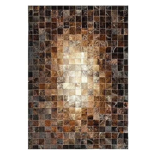 R&RENXIA Tapis en Peau de Vache Patchwork brésilien - Tapis pour Chambre, Salon, Salle à Manger, Cuisine, Bureau - 90×120cm
