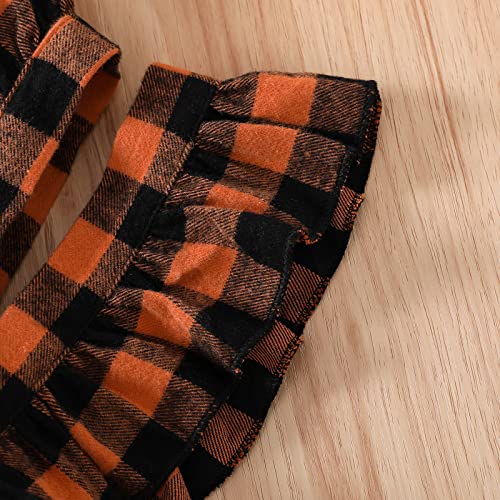 YHEGHT Infant Girls Long Sleeve Ribbed Tops T Shirt Plaid Prints Suspenders Shorts Headbands Outfits