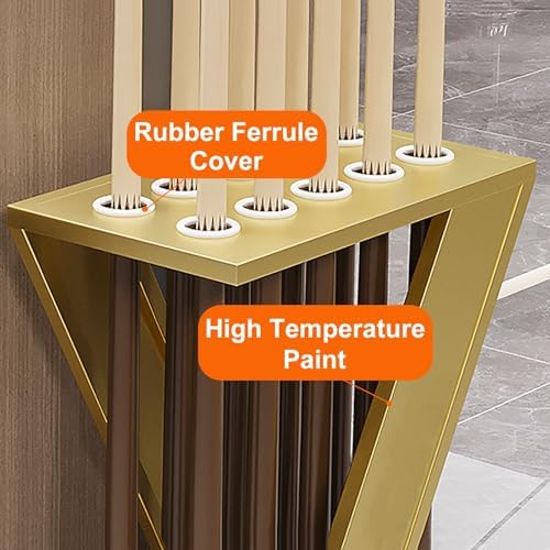 Silver Pool Cue Holder Floor Stand - Durable Carbon Steel Billiard Cue Rack with Rubber Rings - Perfect Cue Stick Organizer for Home, Bar, or Club