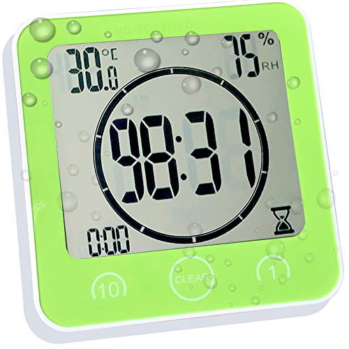 Waterproof Bathroom Clock and Timer for Shower, Digital Water Resistant Shower Alarm Clocks