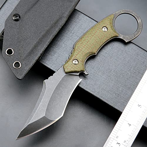 Ccanku C1117 Fixed Blade Knife,D2 Steel Blade +Micarta Handle Outdoor Edc Survival Claw Knife With Kydex Sheaths(Green) … thumb #1
