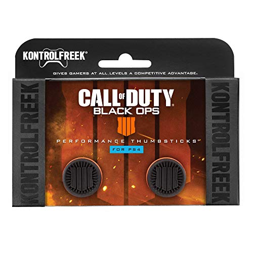 KontrolFreek Call of Duty: Black Ops 4 para mando de PlayStation 4 (PS4) y PlayStation 5 (PS5) | Performance Thumbsticks | 2 Gran Altura | Negro/Naranja