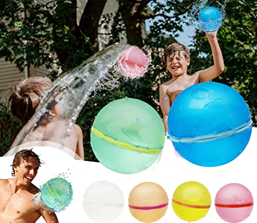 Wasserbomben Selbstschließend Wiederverwendbar, Eine Sekunde Schnellfüller Wasserbomben Set Wasserspielzeug Pool Spielzeug Strandspielzeug Bunt Gemischt Wasserball für Kinder Sommer (12 Pcs)