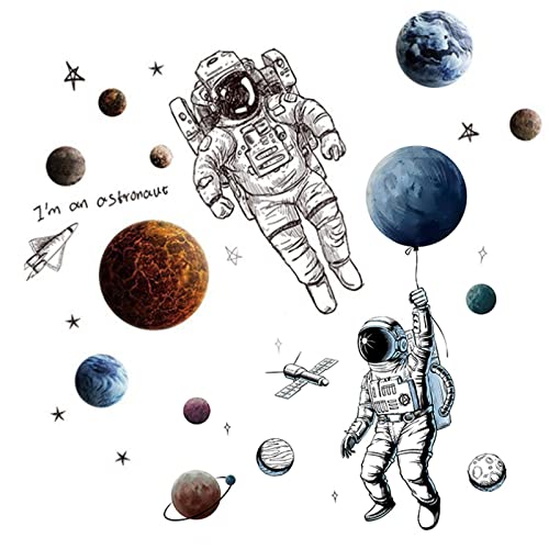 Astronaut Wall Sticker Peel And Stick 3D Planet Space Man Wall Decals Removable Wall Mural Decals For Kids Boys Bedroom Living Room Playing Room Nursery Murals #TOP5