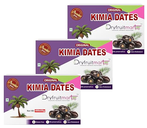 Image of Dryfruit Mart Original Kimia Dates (khajoor), 400g | Soft Premium Khajoor for Instant Energy, Digestion & Bone Strength | 100% Natural, No Preservatives & Gluten Free (Pack Of 3)