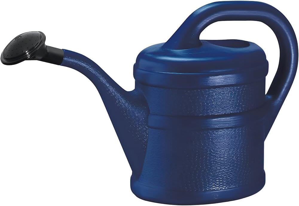 Watering Can 1, 2, 5 and 10 Litre Lightweight Durable Plastic Design for Indoor and Outdoor Plant Care, Easy to Use with Comfortable Handle and Spout by Zinnia (Dark Blue, 1L)