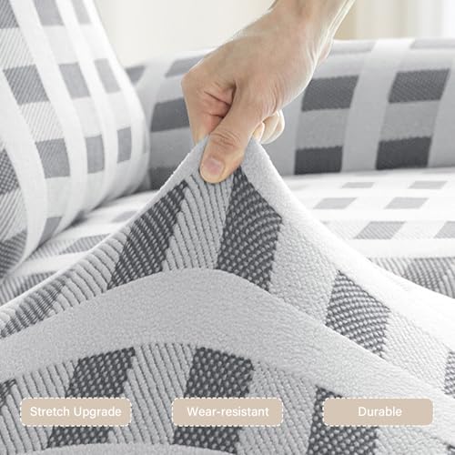 Funda de sofá reclinable elástica gris contra manchas y desgaste 1 plaza 4